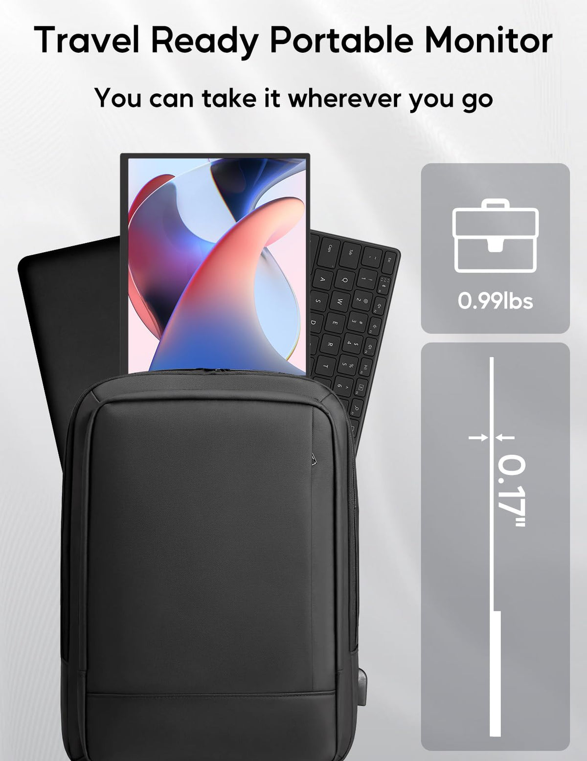 Keeptime 4K portable monitor travel-friendly design with detachable magnetic stand
