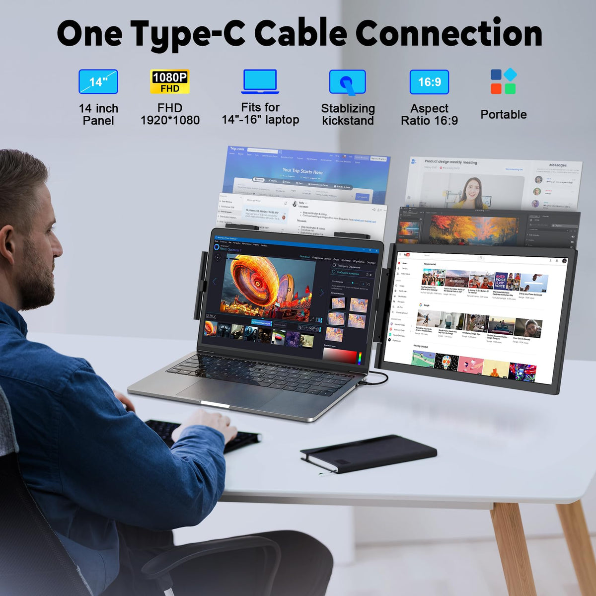 KEEPTIME USB-C HDMI connectivity demonstrates plug-and-play across devices.