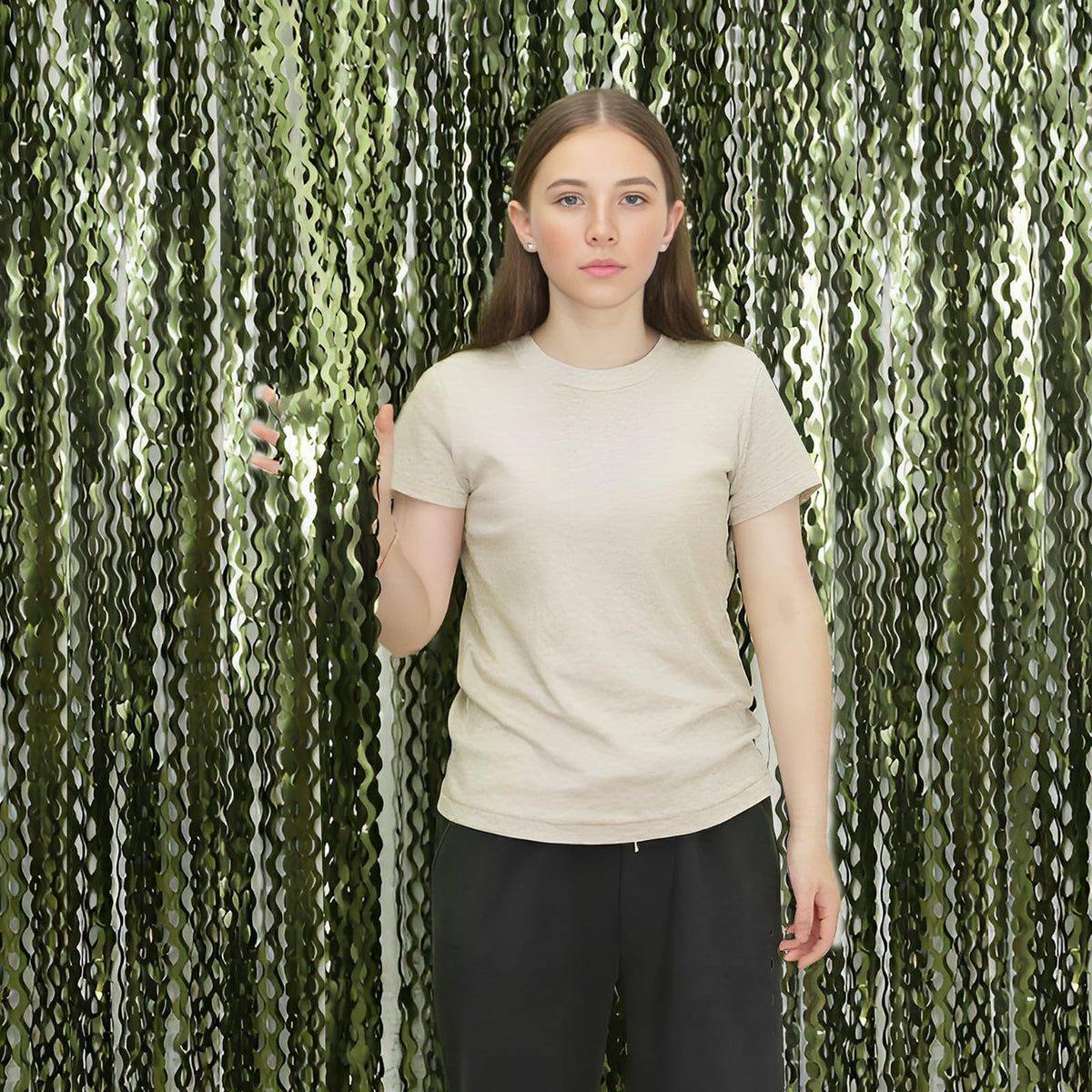 Keeuh wavy foil curtain backdrop ideal for dinosaur and jungle themes.
