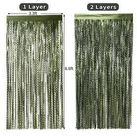Keeuh olive green fringe curtain easy to paste on smooth surfaces.