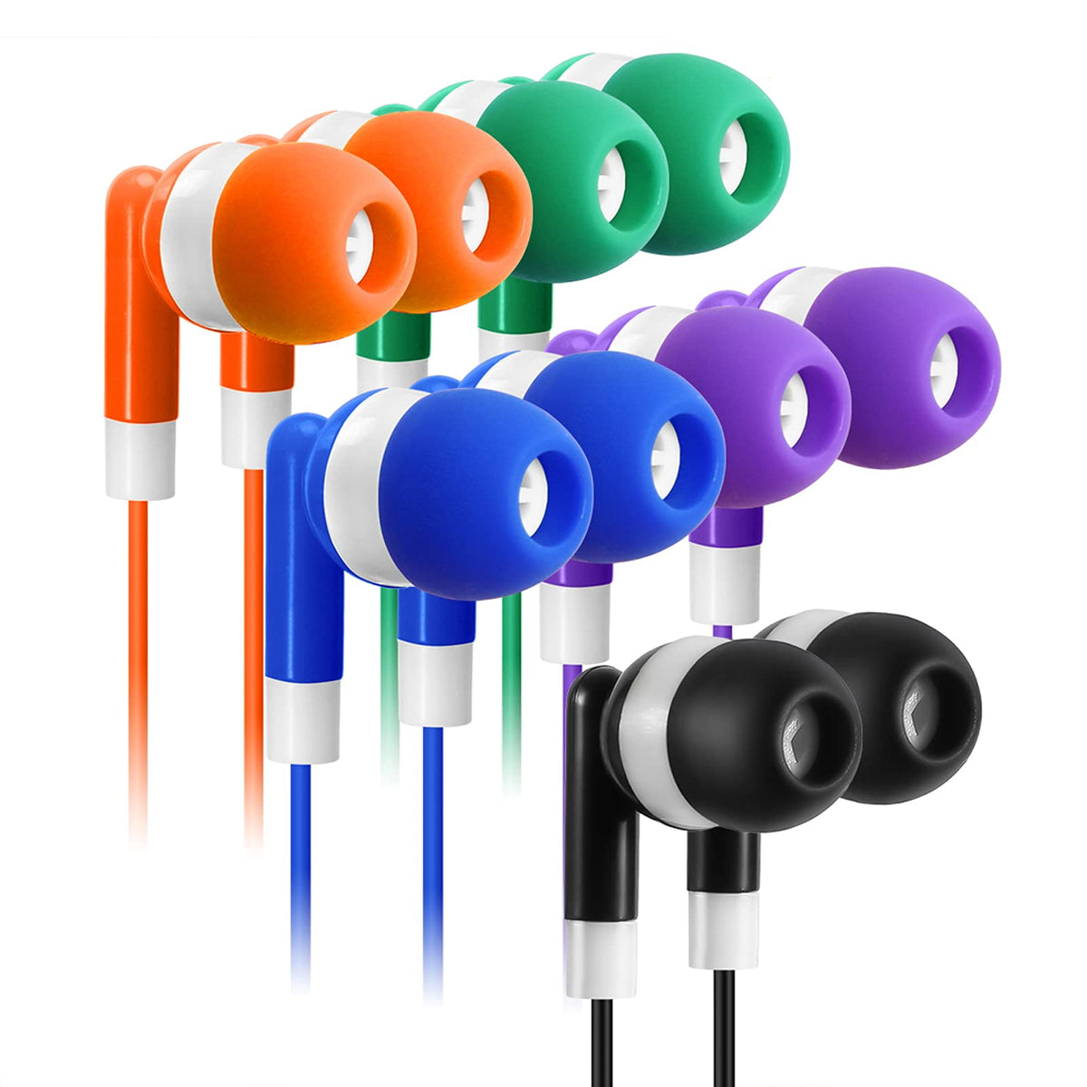 Keewonda front packaging shows 30-pack bulk earbuds, easy classroom storage