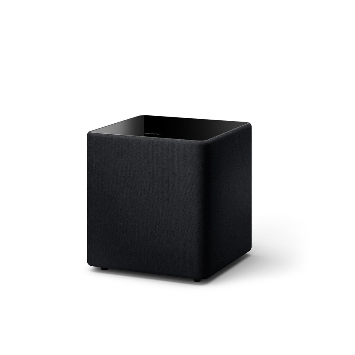 KEF Kube 10 MIE front view highlighting the front-firing bass driver for precise, room-filling bass.