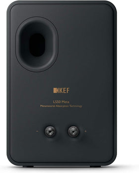 KEF LS50 Meta matte finish detail, premium build in carbon black.