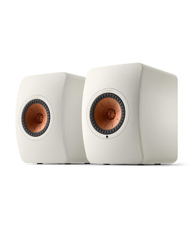 KEF LS50 Wireless II Mineral White front view, ideal for stylish living room setups