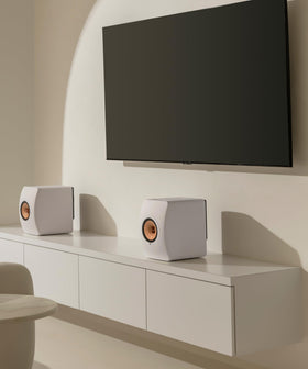 KEF LS50 Wireless II Mineral White TOSLINK, coaxial, and analog inputs close-up