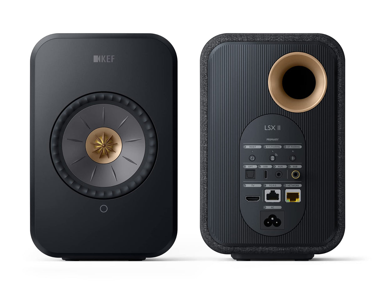 KEF LSX II on a shelf demonstrates space-saving audio for living rooms