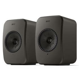 KEF LSX II LT pair front view showing compact design for immersive sound.