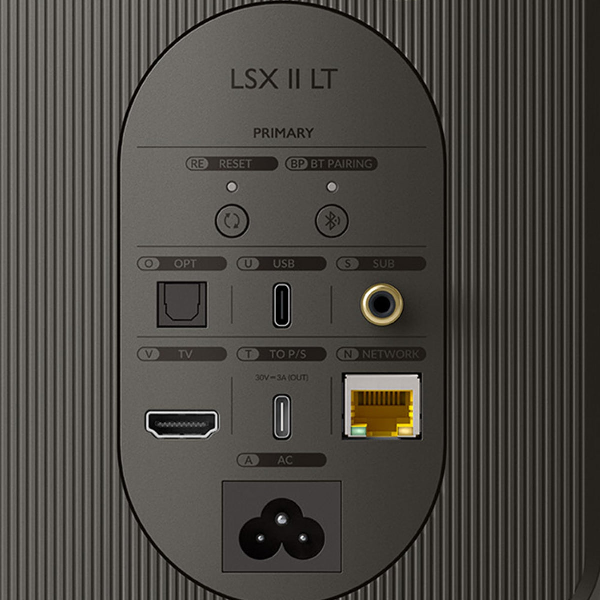 KEF LSX II LT side profile highlighting slim desktop-friendly silhouette.
