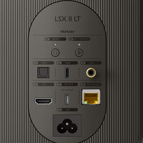 KEF LSX II LT side profile highlighting slim desktop-friendly silhouette.