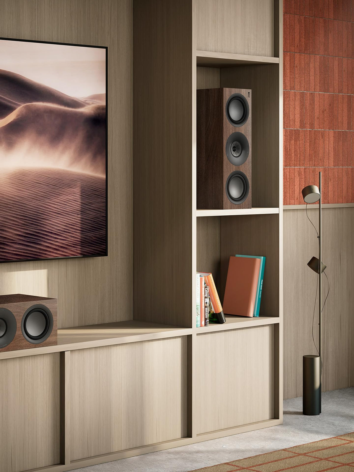 KEF Q6 Meta Center satin finish closeup emphasizes premium aesthetics in any room