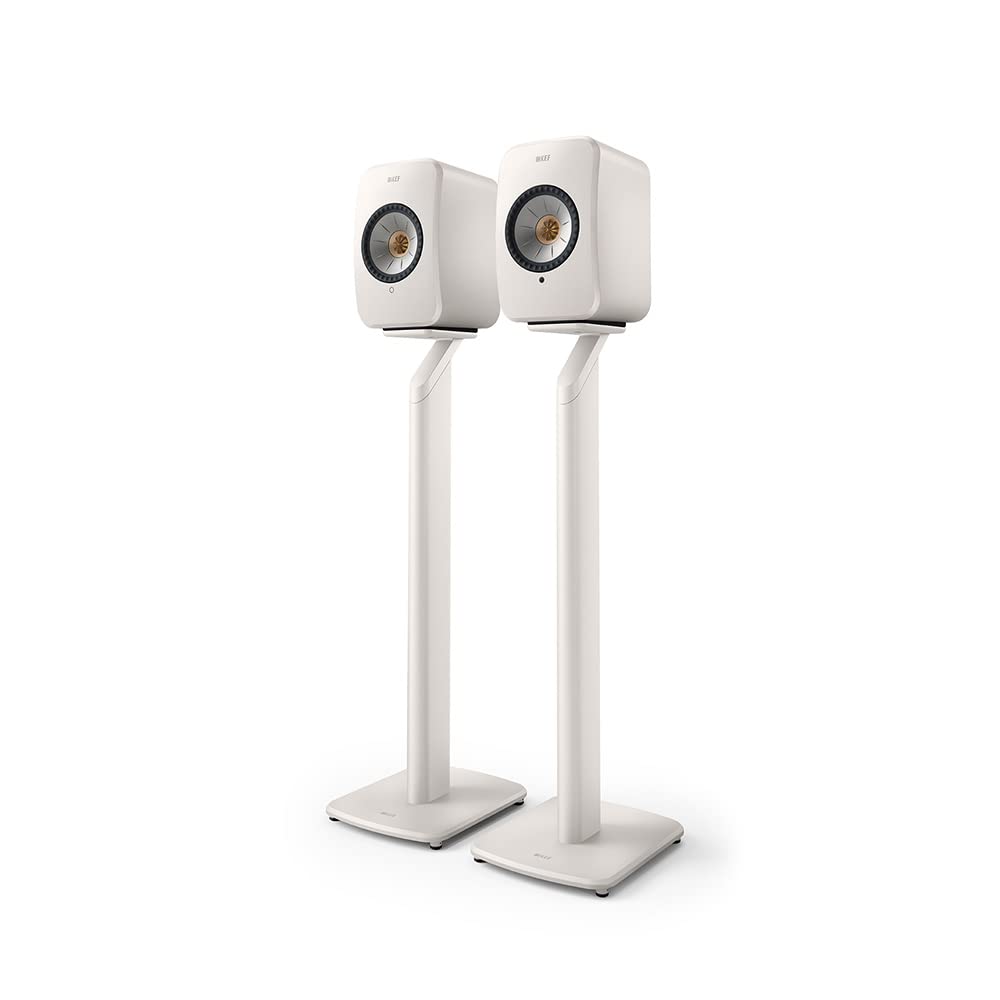 KEF S1 floorstand LSX II front view shows sturdy support and clean lines.