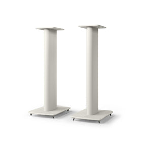 KEF S2 floor stand side view in Mineral White for optimal driver alignment.