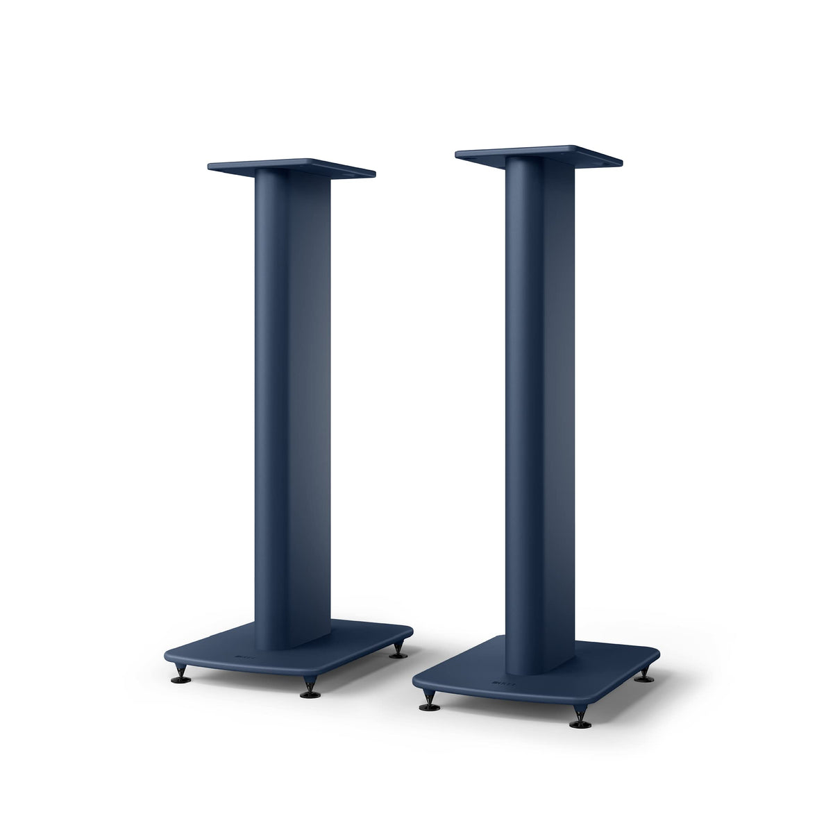 KEF S2 Royal Blue front view stand emphasizing stability and refined finish.