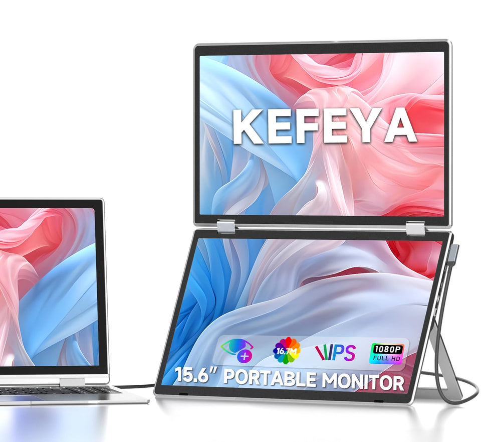 KEFEYA 15.6-inch triple-screen setup expands multitasking space for productivity.