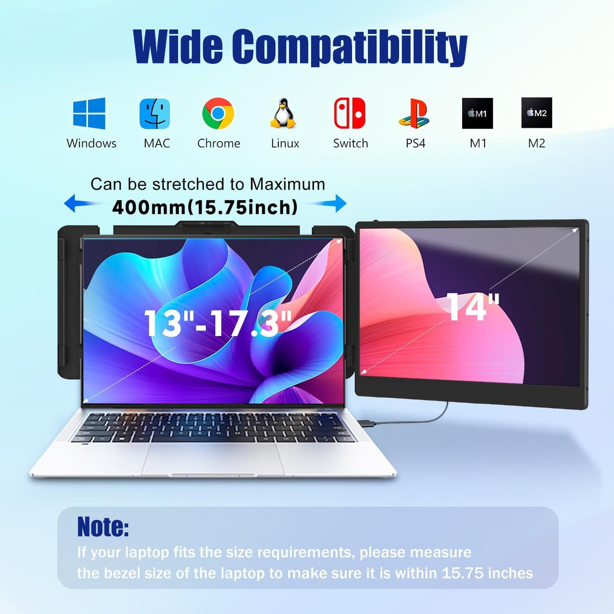 KEFEYA external monitor with cables included enables easy plug-and-play setup.
