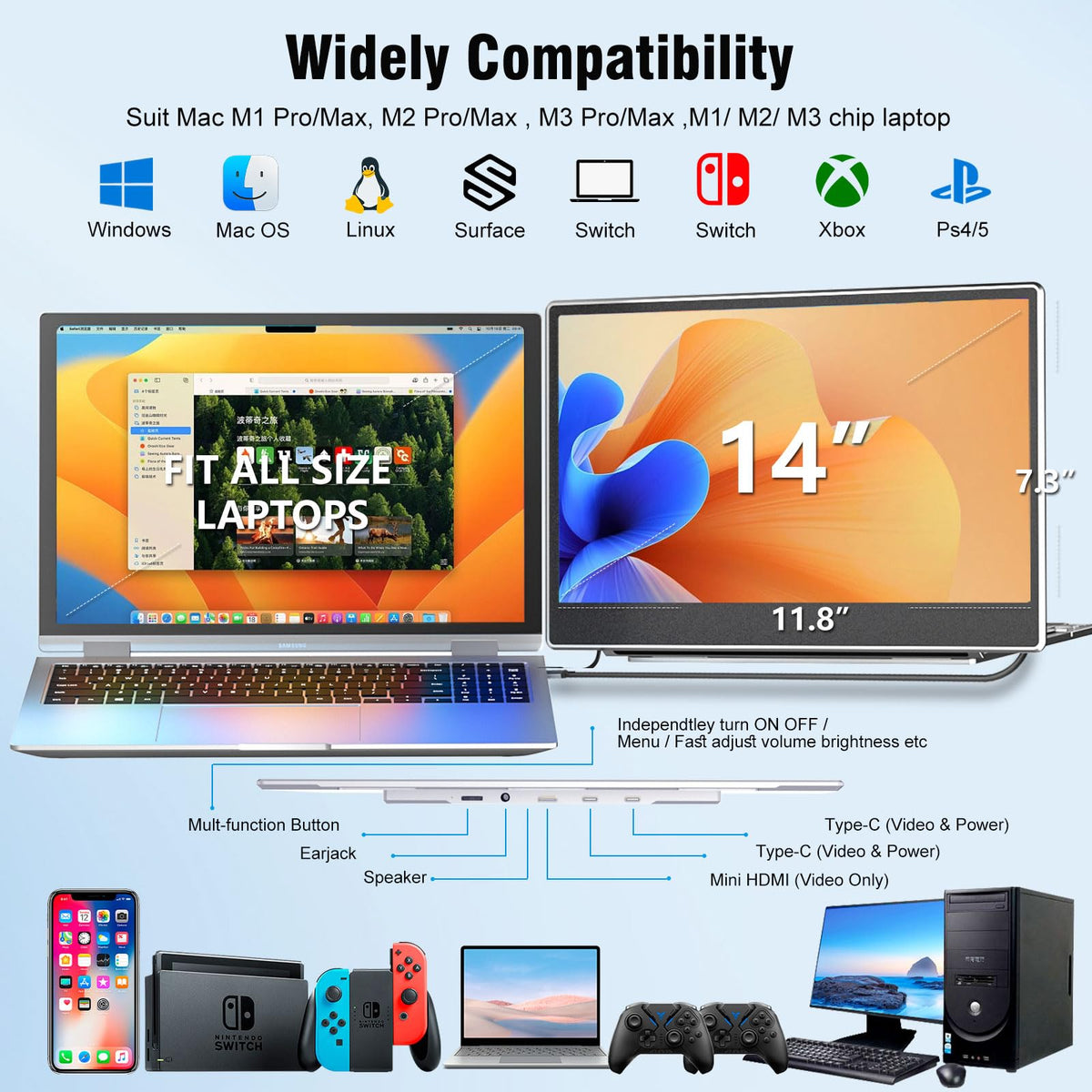 KEFEYA FHD IPS display with 1920x1200 resolution for bright clarity