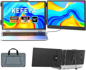 KEFEYA laptop screen extender in a 14-inch setup boosts on-the-go productivity.