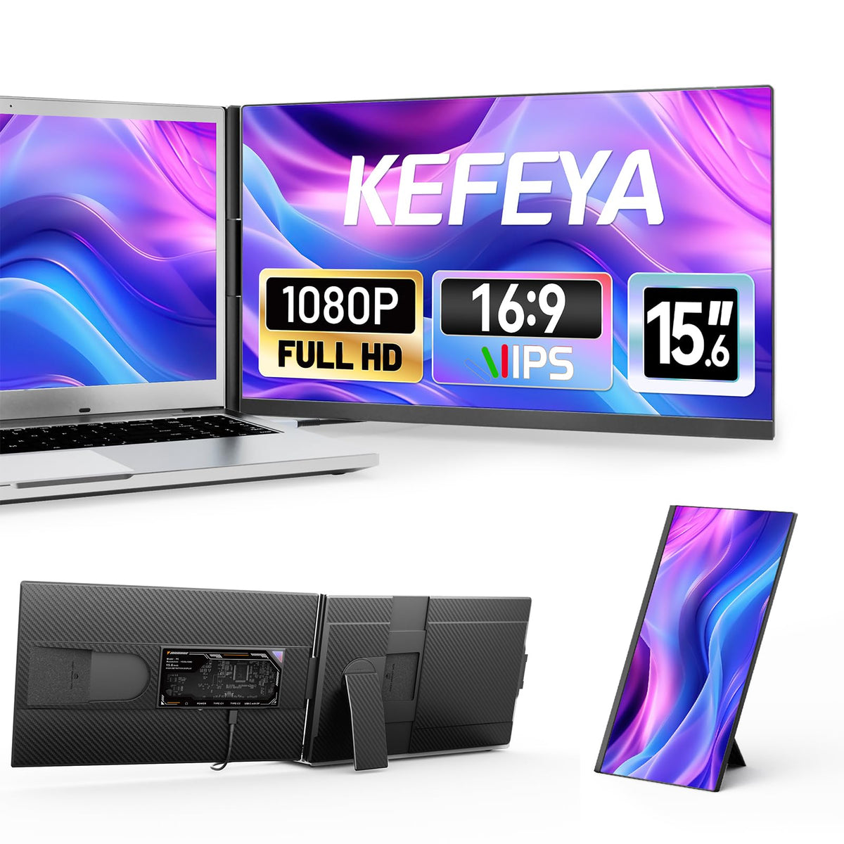 KEFEYA laptop screen extender with bezel-less display for immersive multitasking