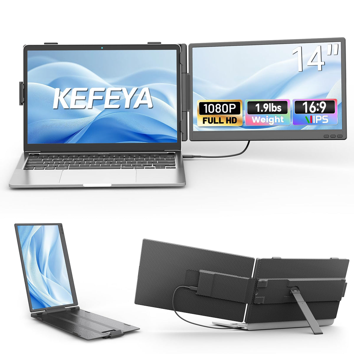 KEFEYA laptop screen extender clip-attachment ensures secure on-laptop viewing.