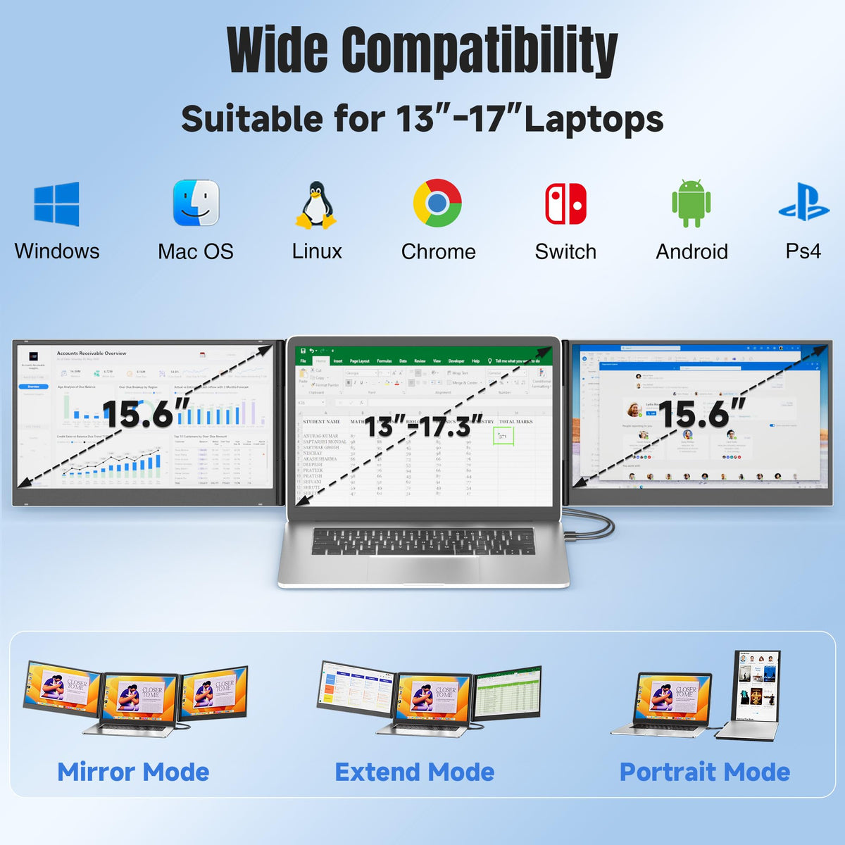 KEFEYA laptop screen extender compatible with Windows Mac Dex for versatile use