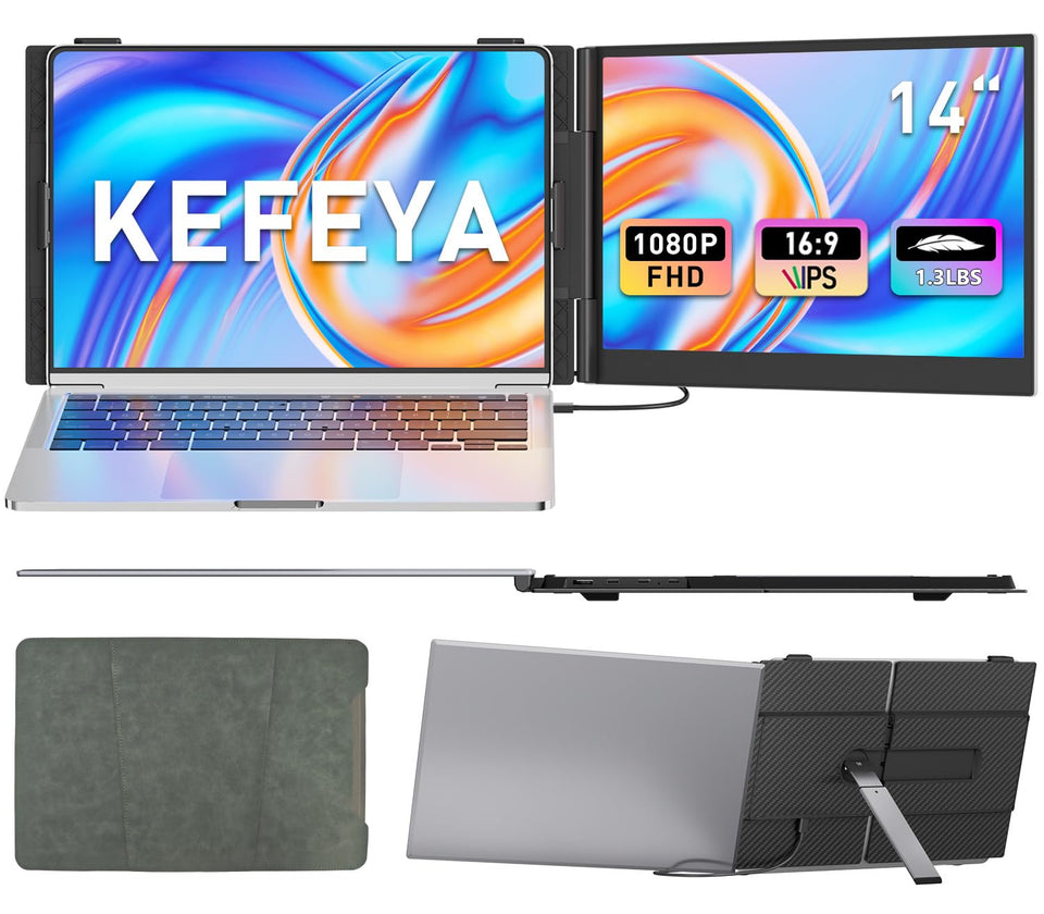 KEFEYA laptop screen extender front-angle view for crisp, wider workspace