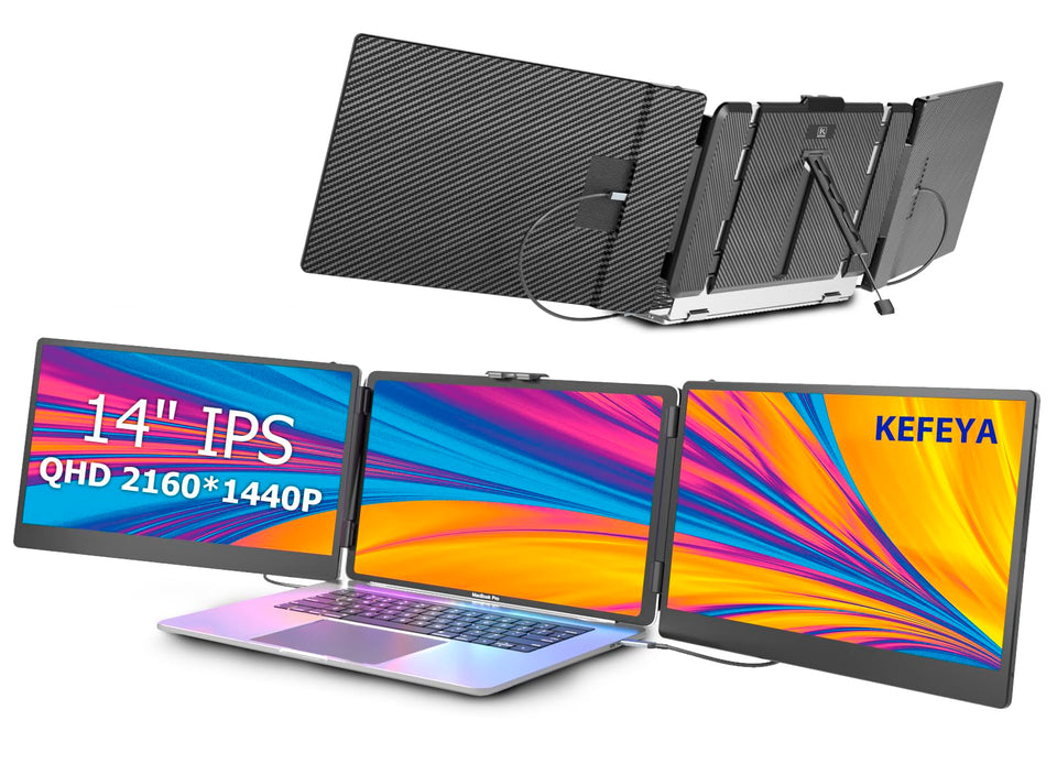 KEFEYA laptop screen extender setup for plug-and-play triple-monitor workflow