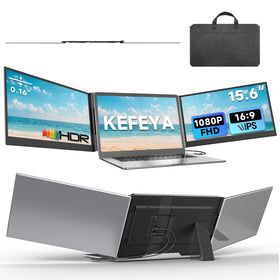 KEFEYA laptop screen extender setup with triple-monitor workspace for multitasking