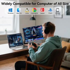 KEFEYA portable monitor with USB-C and HDMI plug-and-play connectivity
