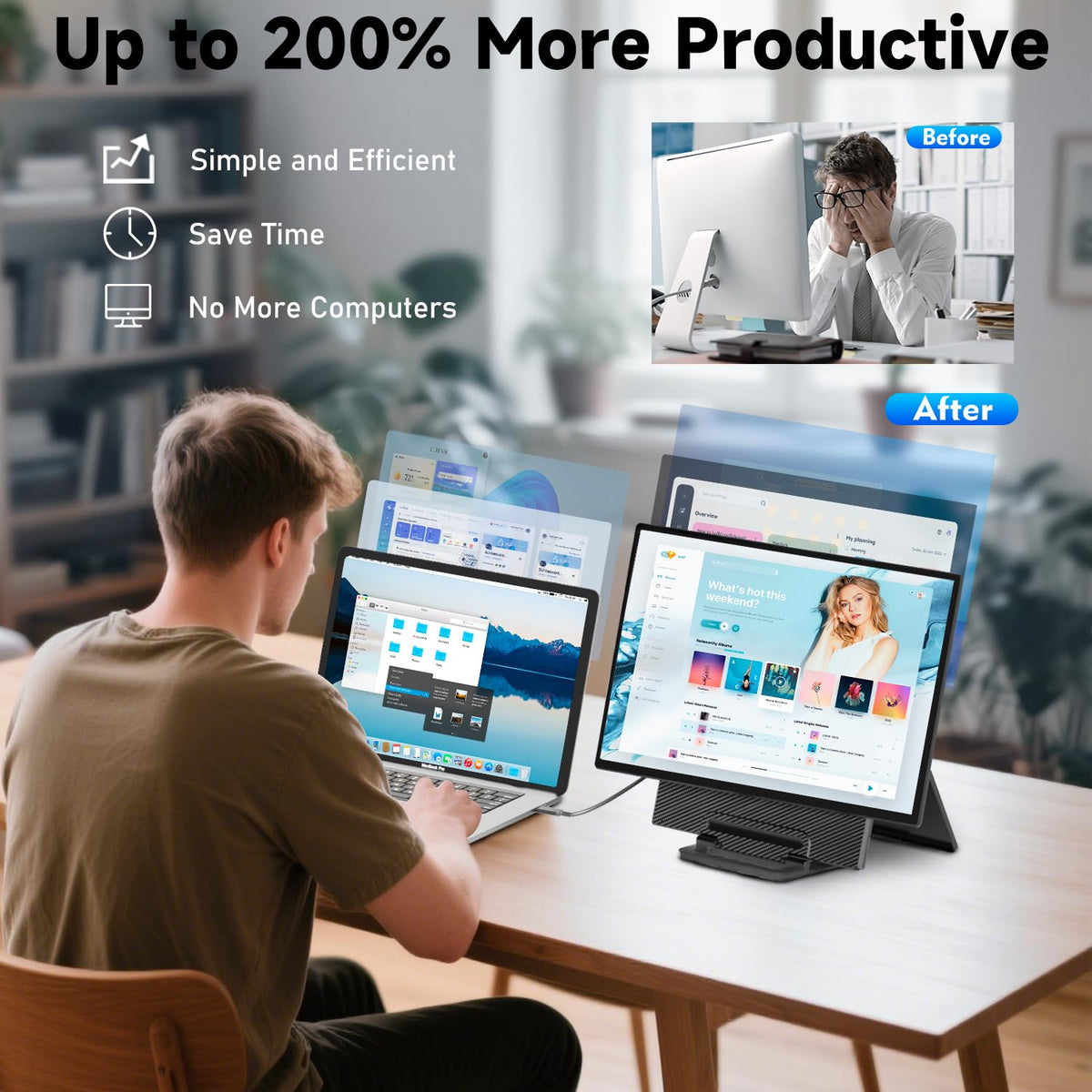 KEFEYA portable monitor with 75mm back VESA mount for versatile mounting