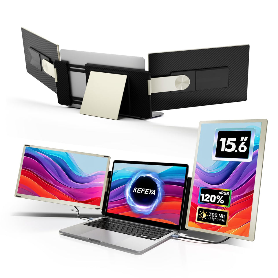 KEFEYA triple-monitor extender enhancing multitasking with 15.6-inch display