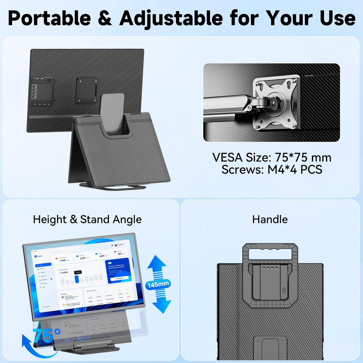 KEFEYA 75x75 mm VESA compatibility for desk mounting