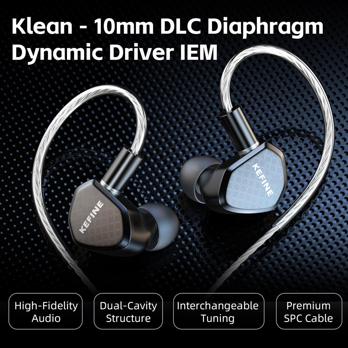 Kefine closeup of DLC driver assembly highlighting clearer treble and tighter bass