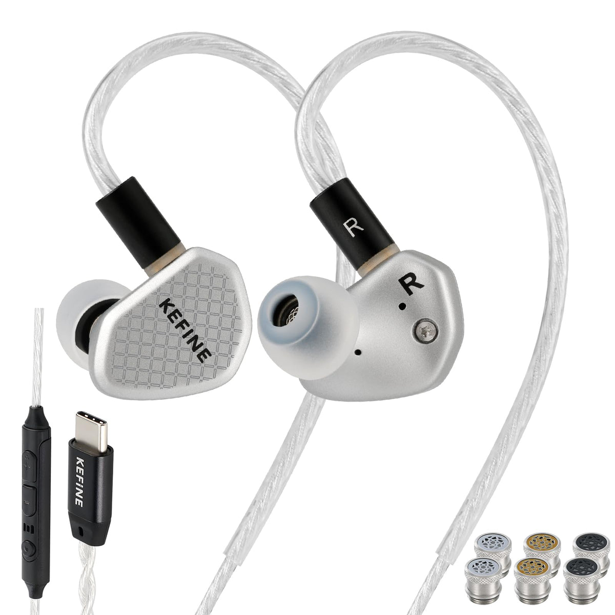 Kefine Klean SV Hi-Fi earbuds close-up highlighting the 10mm DLC driver for clean highs.