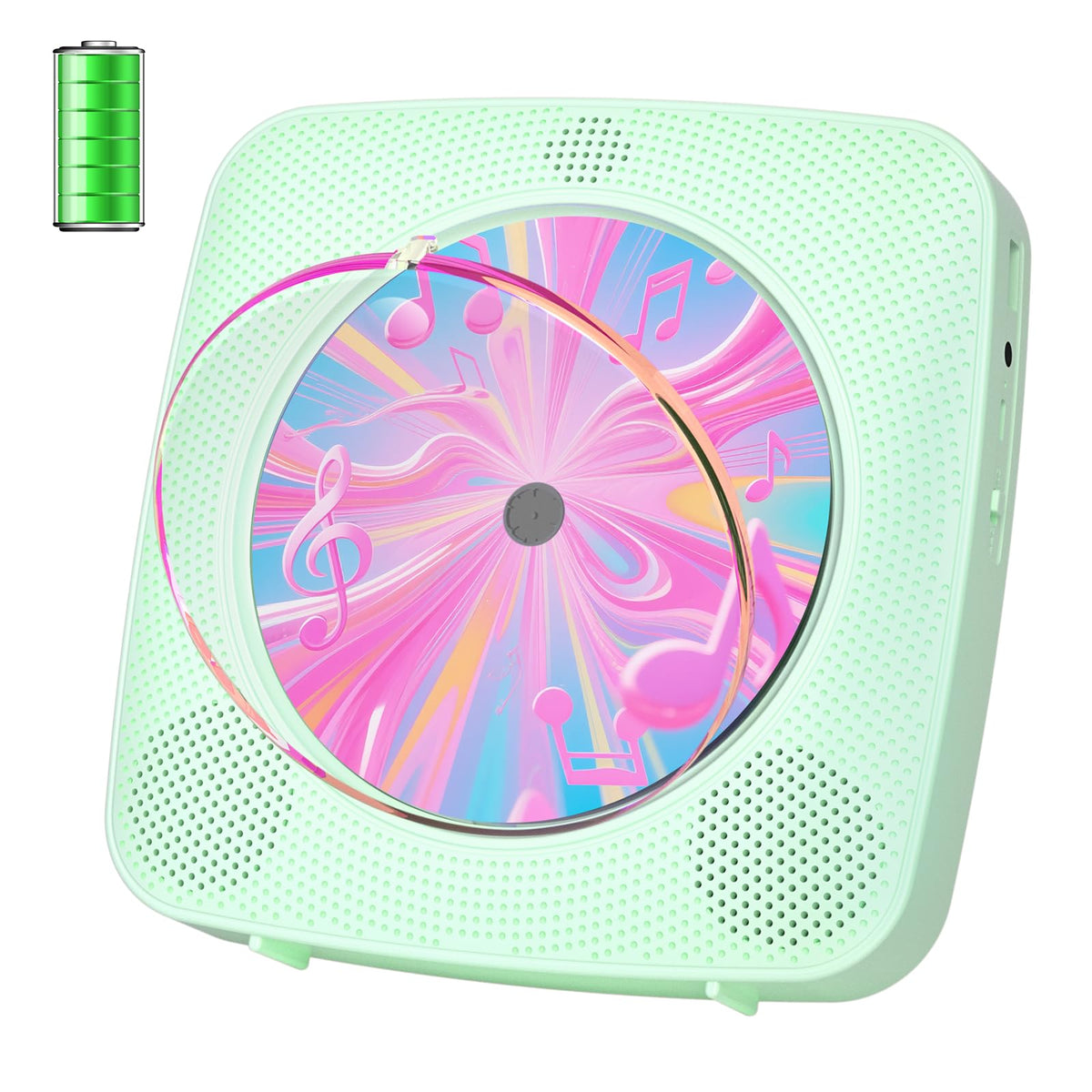 Kegaudio front view desktop CD player with speakers showing compact benefits