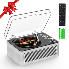 Kegaudio CD player with poplar finish front view and built-in speakers.