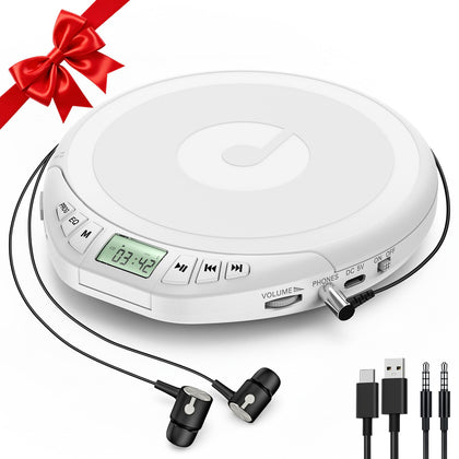Kegaudio portable car CD player with anti-skip maintains steady audio on bumpy roads