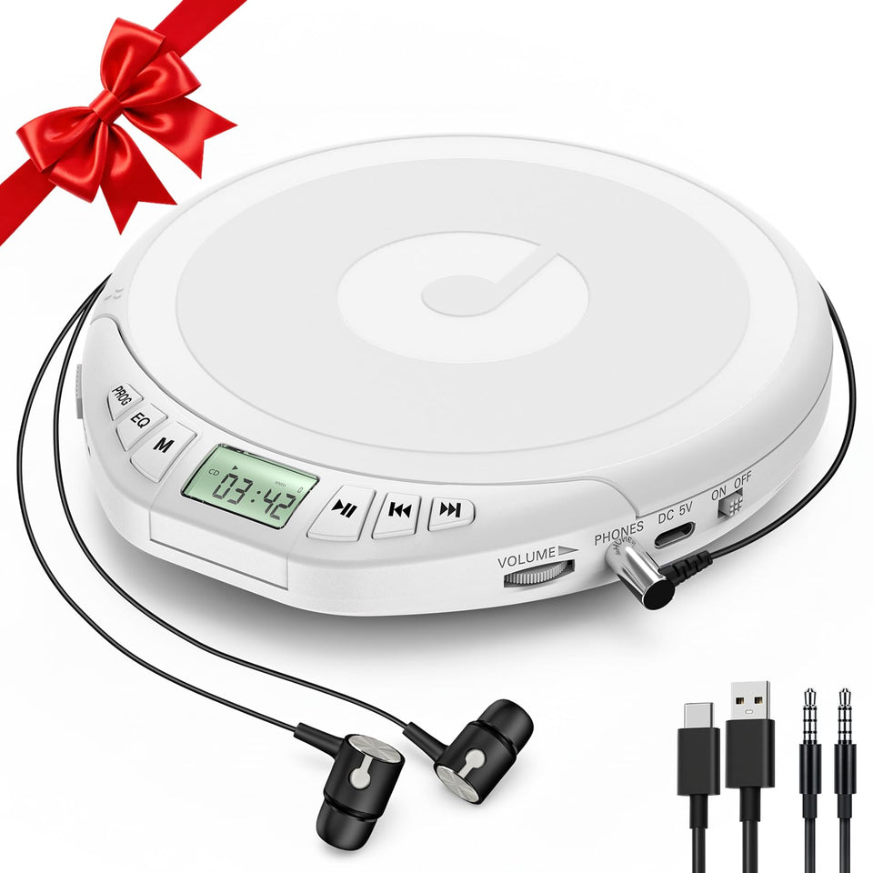 Kegaudio portable car CD player with anti-skip maintains steady audio on bumpy roads