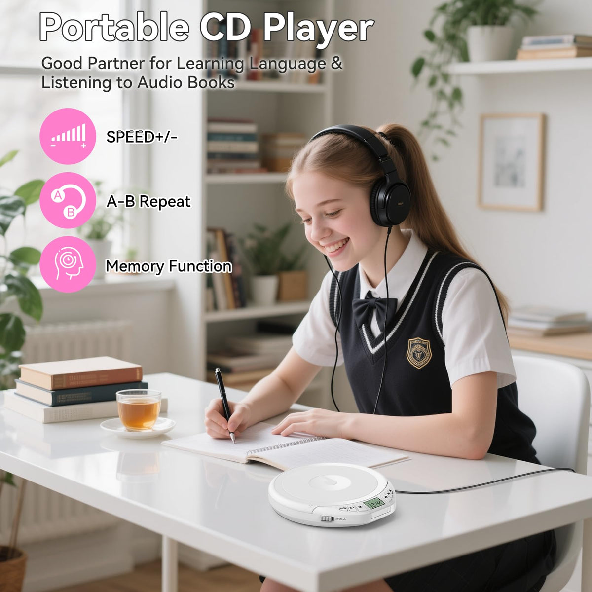 Kegaudio portable car CD player LCD display for easy track viewing