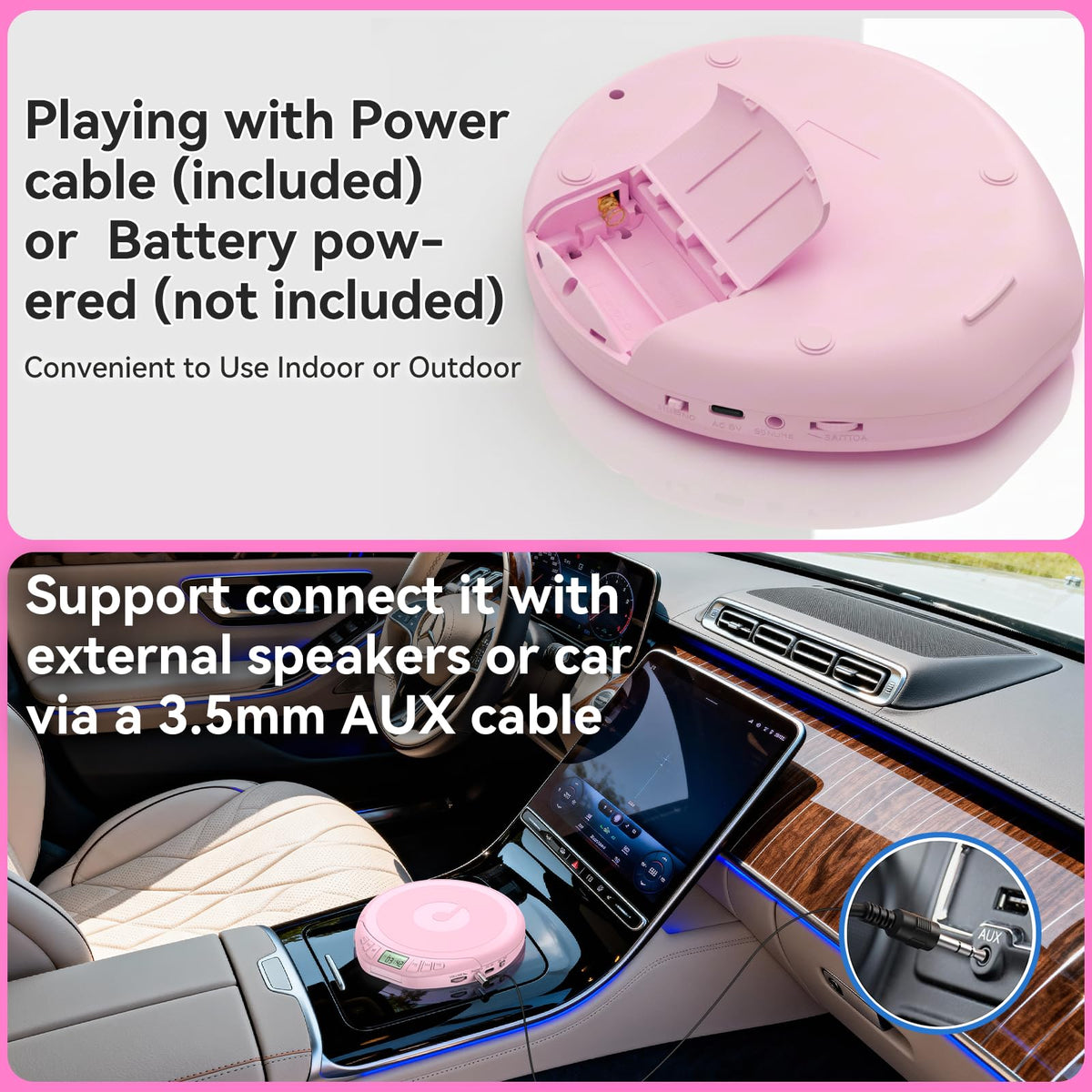 Kegaudio anti-skip feature protects playback during car rides and outdoor activity.