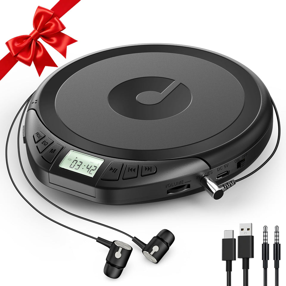 Kegaudio portable CD player in a compact car setup for travel.