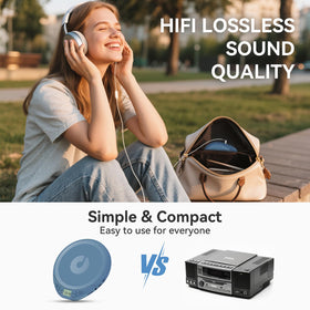 Kegaudio compact unit with included AUX cable for car listening.