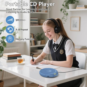Kegaudio portable CD player with earphones included for on the go listening.