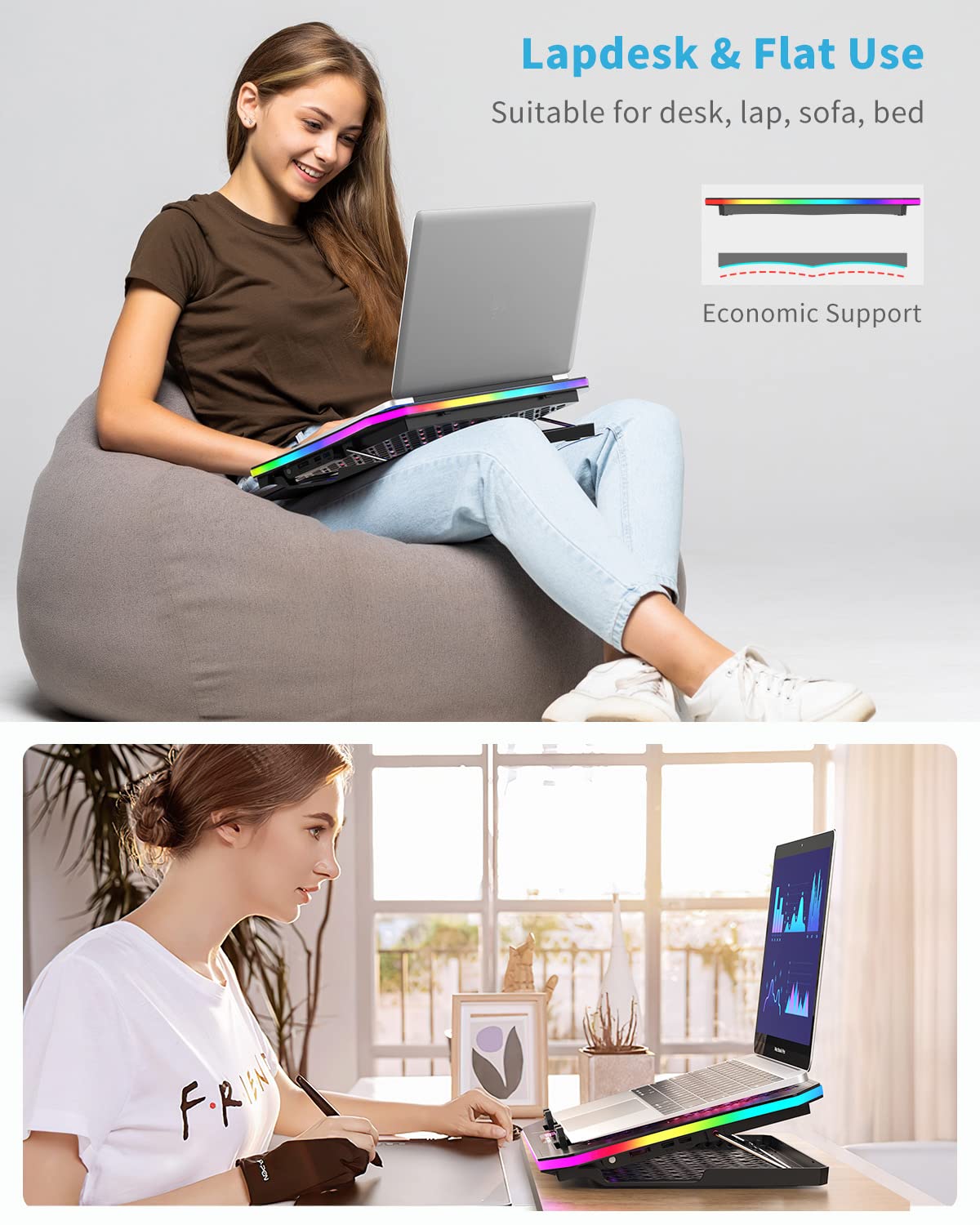 KeiBn A8 desk and lap use design adapts to work anywhere.