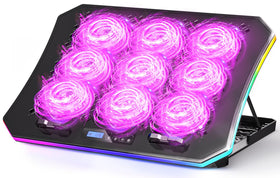 KeiBn 9-fan laptop cooling pad shown from the front for powerful cooling.