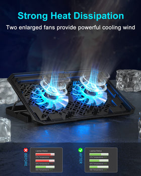 KeiBn Laptop Cooling Pad showing five-height stand for ergonomic use