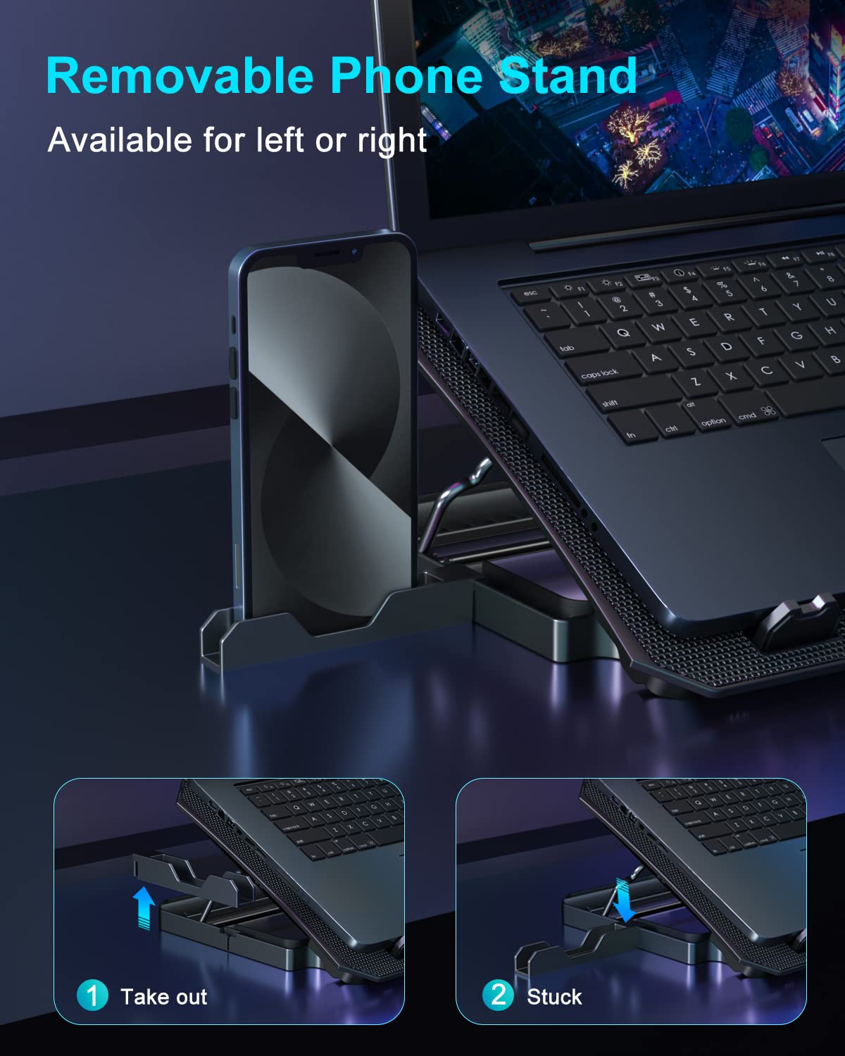KeiBn Laptop Cooling Pad metal mesh promotes air flow and heat dissipation