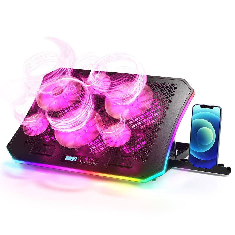 KeiBn RGB laptop cooling pad with circular LED ring for cooling and ambiance