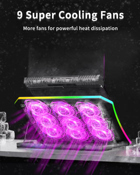 KeiBn cooler pad highlights top and bottom vents for airflow.