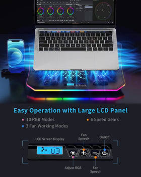 KeiBn Upgrade RGB modes illuminate the setup while keeping your laptop cool.