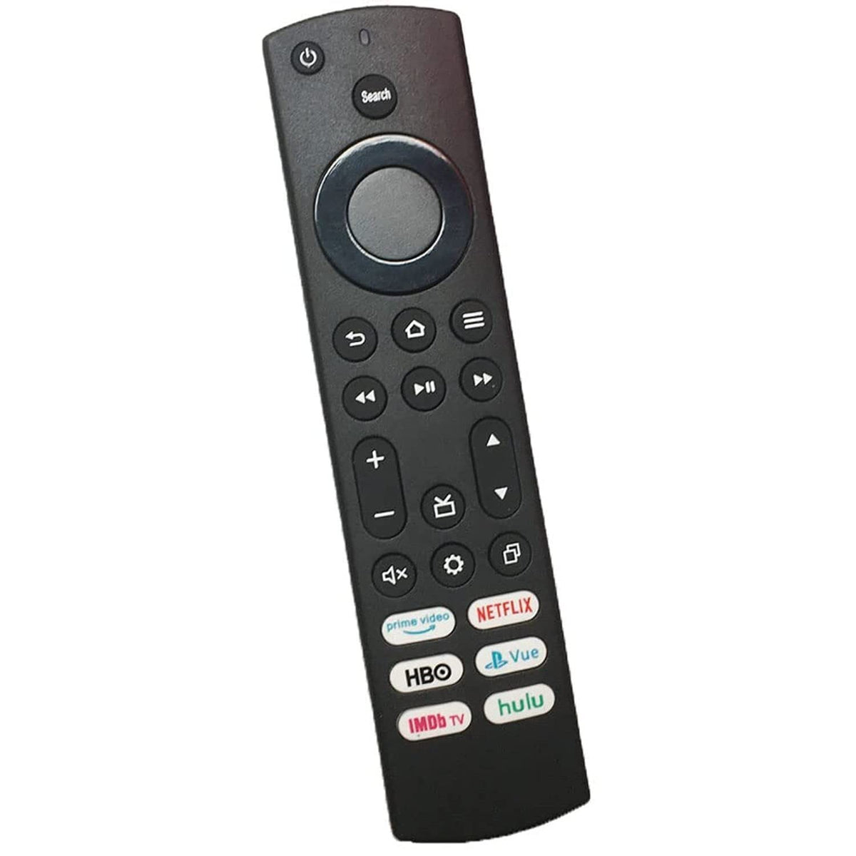 KEIFI NS-RCFNA-21 Insignia remote front view with 6 hot keys for streaming